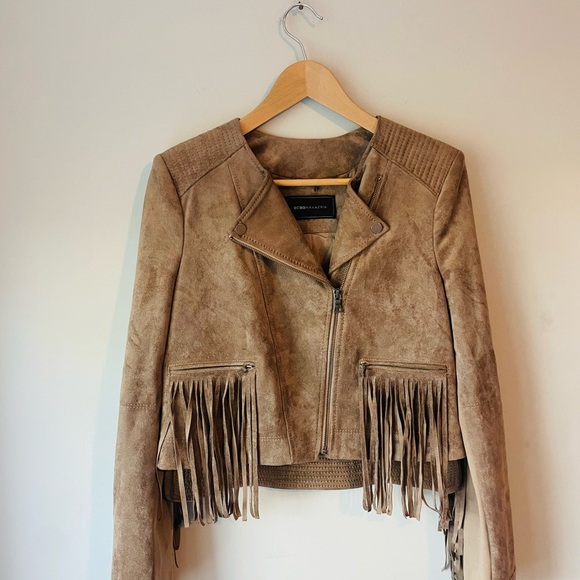 BCBGMaxAzria Jackets & Blazers - BCBGMaxAzria Brylee Faux Suede Fringe Jacket